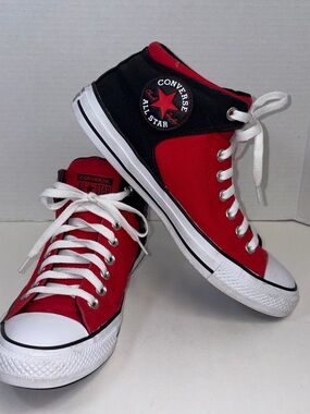 Converse Red and Black High Top All Star Sneakers